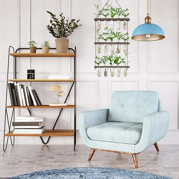 XXXFLOWER Wall Hanging Propagation Station with Wooden Stand 5 Glass Test Tubes 3 Tiered Planters Wall Terrarium for Home Office Plant Hanger Flower Vases Wall Decor Hydroponic Cuttings - Image 5