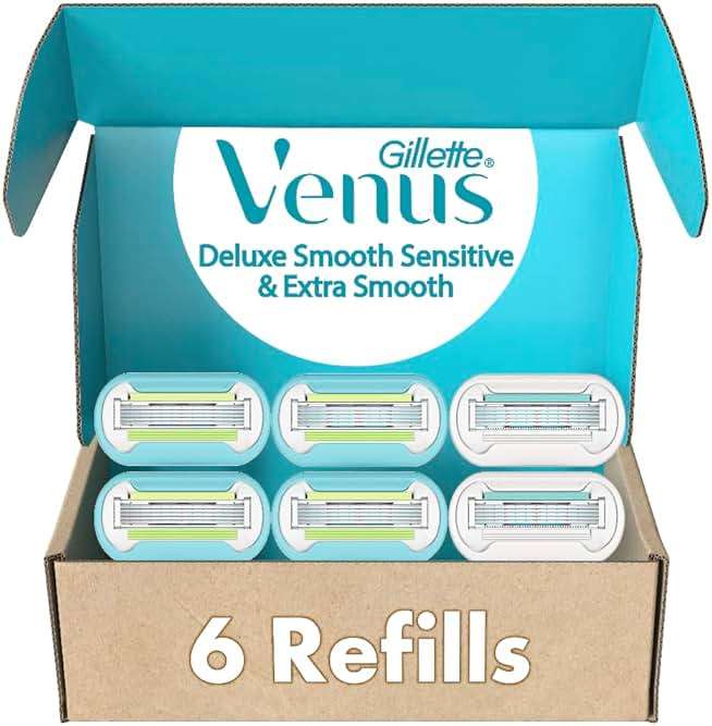 Gillette Venus Extra Smooth 4 count, plus Gillette Venus Extra Smooth Sensitive 2 count, 5-Bladed Women's Razor Blade Refills - Image 1