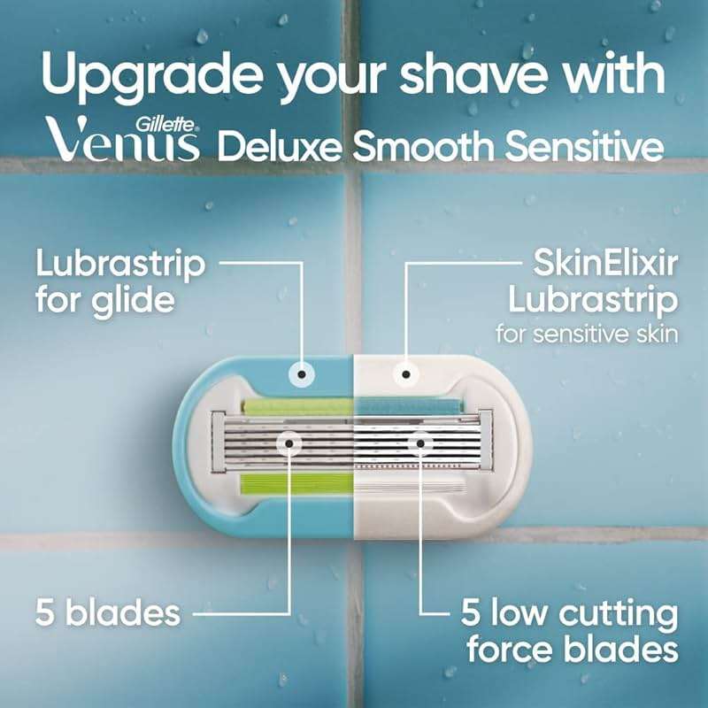 Gillette Venus Extra Smooth 4 count, plus Gillette Venus Extra Smooth Sensitive 2 count, 5-Bladed Women's Razor Blade Refills - Image 6