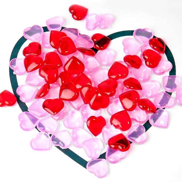 Fangoo 110 Pieces Red Pink Acrylic Heart Gems for Valentine's Day Decor Heart Rocks Vase Filler Table Scatter for DIY Crafts Engagement Wedding Anniversary Home Decoration - Image 5