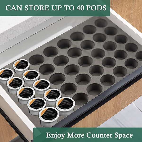 Coffee Pod Holder Compatible with KCup Keurig Pods Coffee Holder Drawer Organizer Tray for Kitchen Office Home Holds 40 Coffee Pods (16.5” X 11”) - Image 4