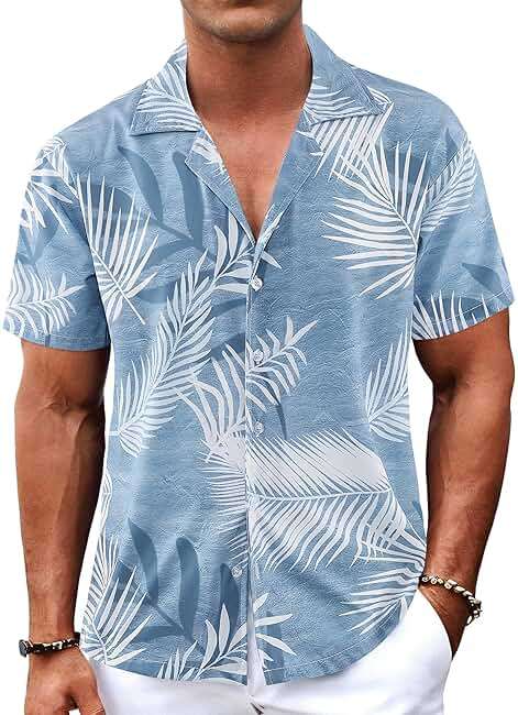 BOJIN Men's Hawaiian Shirts Short Sleeve Button Down Casual Shirts Summer Printed Tropical Floral Aloha Beach Shirts - Image 1
