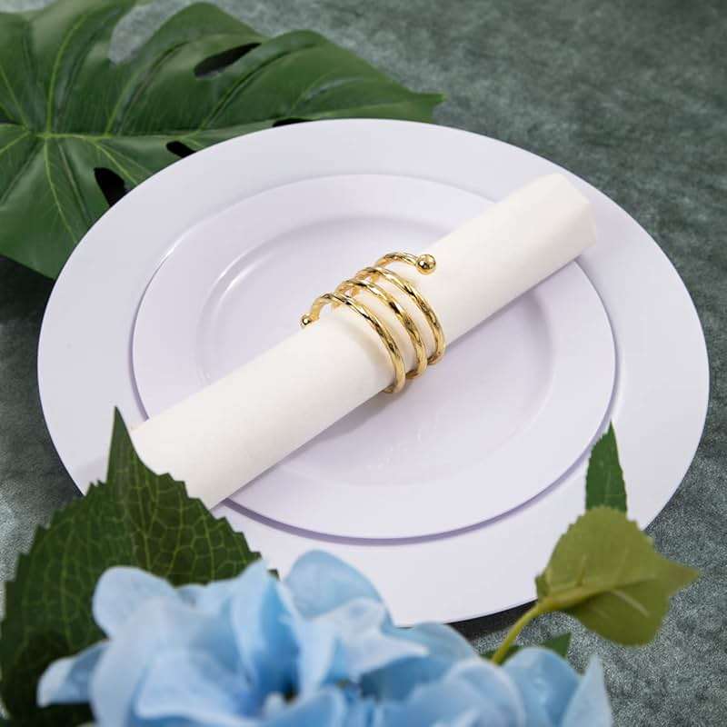 FLOWERCAT 100PCS White Plastic Plates-Heavy Duty White Disposable Plates for Christmas/Easter/Party/Wedding -Serve 50 guests 10.25inch & 7.5inch - Image 8
