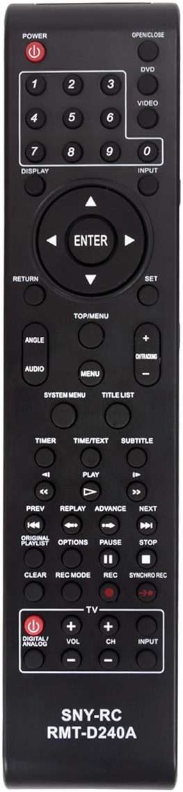 RMT-D240A Replaced Remote fit for Sony VCR DVD Player Combo RDR-VX555 RDR-VX525 RDR-VXD655 SDR-VX525/VCR RDRVX555 RDRVX525 RDRVXD655 SDRVX525/VCR - Image 1