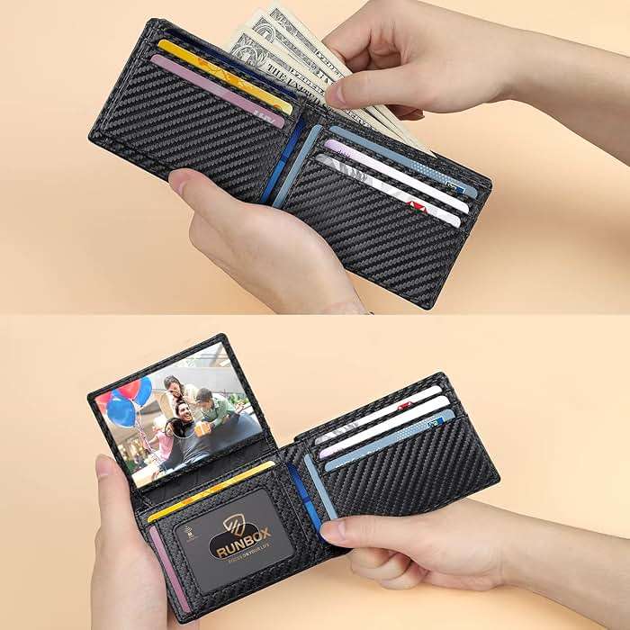 RUNBOX Wallet for Men -Slim Rfid Leather Mens Bifold Novelty Wallets 2 ID Window With Gift Box Men's Accessories | Slim - Image 4