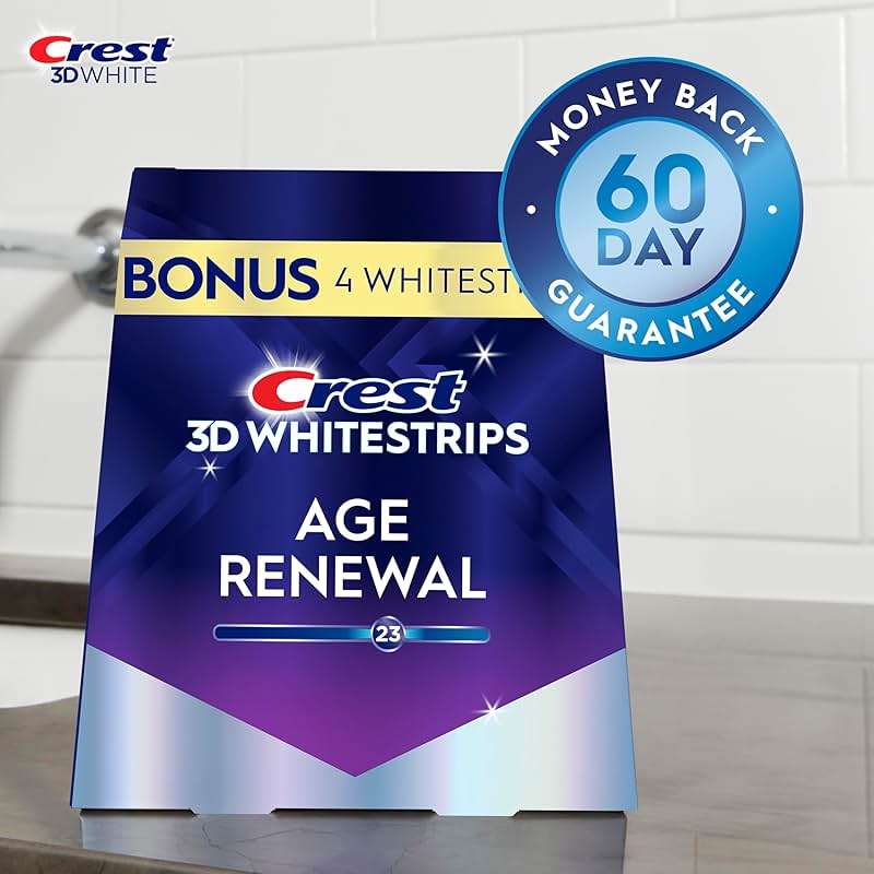 Crest 3D Whitestrips Age Renewal – Teeth Whitening Kit, 24 Treatments (20 + 4 Bonus), Each with 1 Upper/1Lower, 48 Strips – Crest 3DWhite Teeth Whitening Strips - Image 4