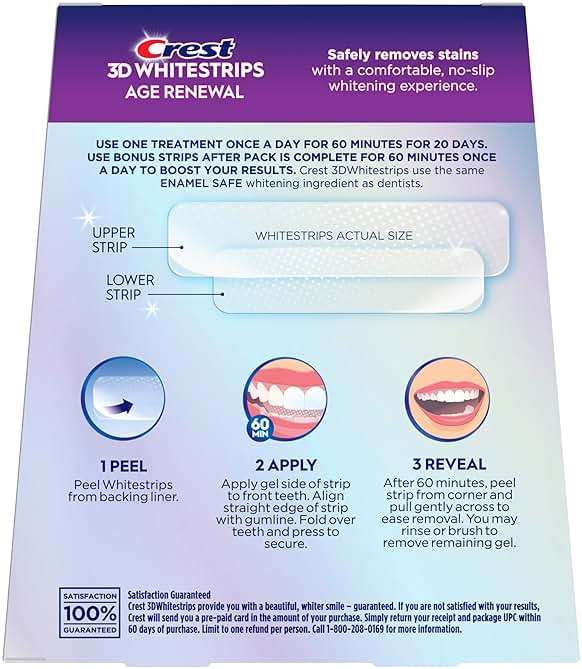 Crest 3D Whitestrips Age Renewal – Teeth Whitening Kit, 24 Treatments (20 + 4 Bonus), Each with 1 Upper/1Lower, 48 Strips – Crest 3DWhite Teeth Whitening Strips - Image 10