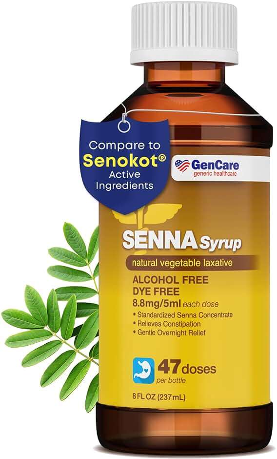 GenCare - Senna Syrup Liquid Laxative (8 Fl Oz Bottle) All Natural Vegetable Sennosides Active Ingredient | Easy to Swallow Constipation Relief for Adults and Kids 12 and Older | Best Value Size - Image 2
