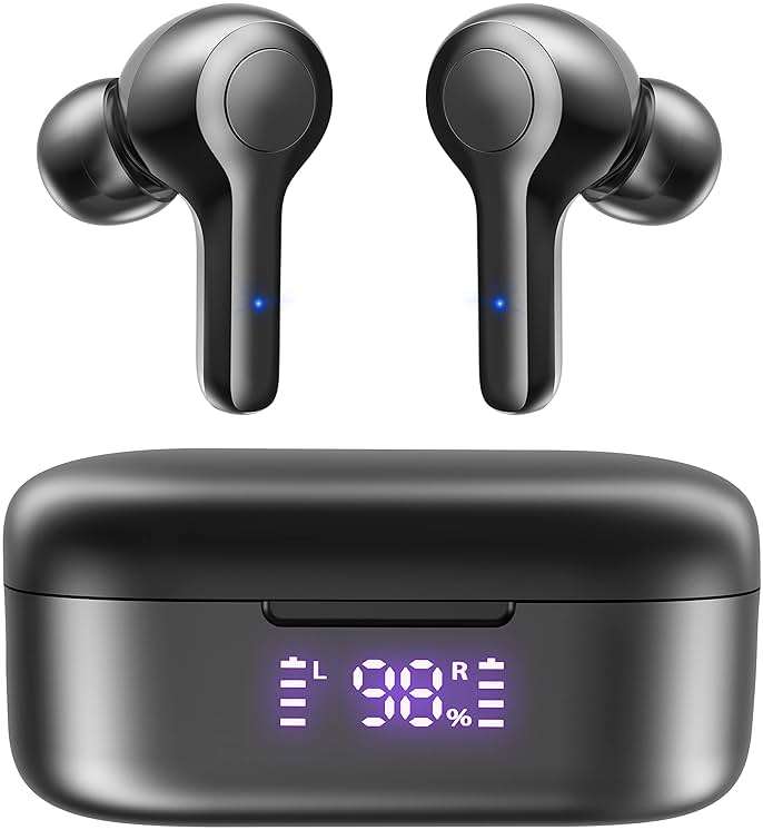 MOZOTER Bluetooth 5.3 Wireless Earbuds,Deep Bass Loud Sound Clear Call Noise Cancelling with 4 Microphones in-Ear Headphones with Wireless Charging Case Compatible for iPhone Android,Workout - Image 1