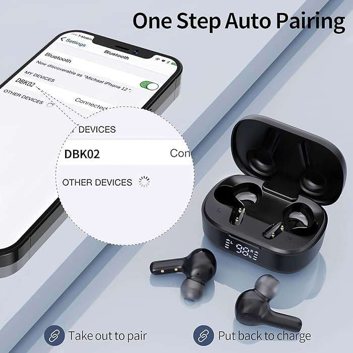 MOZOTER Bluetooth 5.3 Wireless Earbuds,Deep Bass Loud Sound Clear Call Noise Cancelling with 4 Microphones in-Ear Headphones with Wireless Charging Case Compatible for iPhone Android,Workout - Image 4