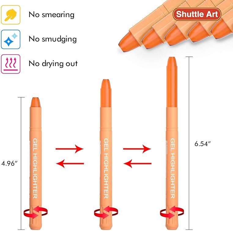 Shuttle Art 5 Pack Orange Gel Highlighters,Bible Highlighters,No Bleed Through, Bible Journaling Supplies,Great for Journaling, Highlighting and Studying - Image 3