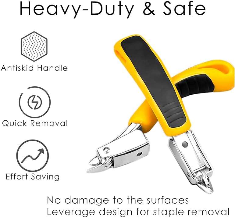 GEARLINTON Staple Remover Heavy Duty Upholstery Staple Puller Tool with Ergonomic Handle for Furniture, Carpet, Carton, Floor (2 Pack, Yellow) - Image 3