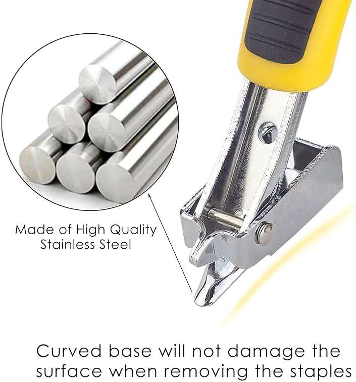 GEARLINTON Staple Remover Heavy Duty Upholstery Staple Puller Tool with Ergonomic Handle for Furniture, Carpet, Carton, Floor (2 Pack, Yellow) - Image 5