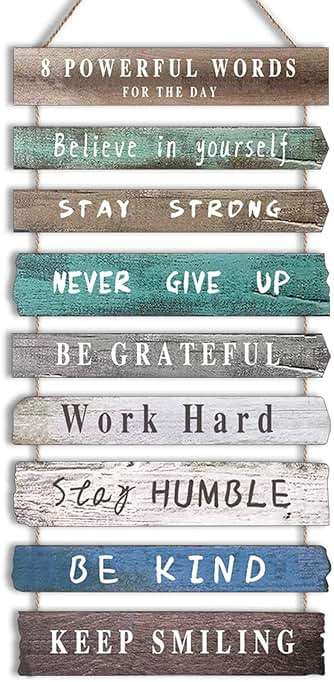 Inspirational Wall Art Decor for Office, Wooden Rustic Hanging Motivational Wall Art Decoration Sign, Inspiring Positive Quotes Wall Art for Home Living Room Bedroom Bathroom Classroom Gym 12"x24" - Image 1