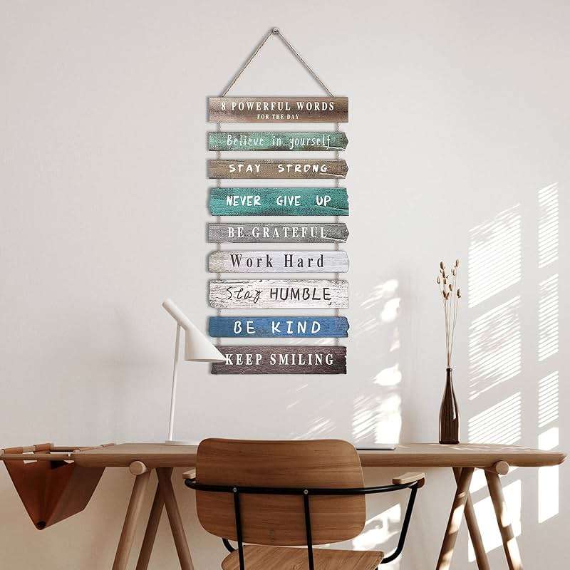 Inspirational Wall Art Decor for Office, Wooden Rustic Hanging Motivational Wall Art Decoration Sign, Inspiring Positive Quotes Wall Art for Home Living Room Bedroom Bathroom Classroom Gym 12"x24" - Image 2