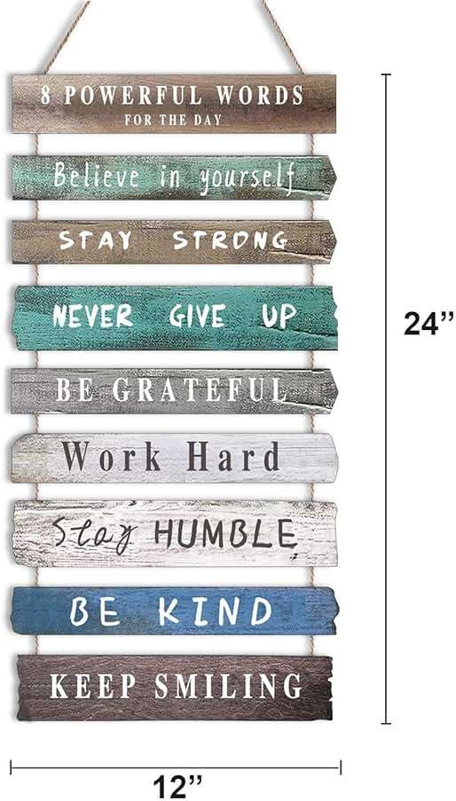 Inspirational Wall Art Decor for Office, Wooden Rustic Hanging Motivational Wall Art Decoration Sign, Inspiring Positive Quotes Wall Art for Home Living Room Bedroom Bathroom Classroom Gym 12"x24" - Image 3