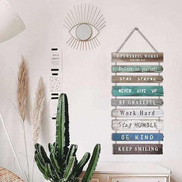 Inspirational Wall Art Decor for Office, Wooden Rustic Hanging Motivational Wall Art Decoration Sign, Inspiring Positive Quotes Wall Art for Home Living Room Bedroom Bathroom Classroom Gym 12"x24" - Image 8