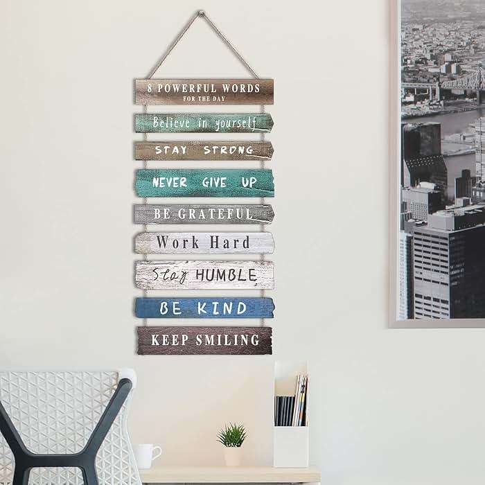 Inspirational Wall Art Decor for Office, Wooden Rustic Hanging Motivational Wall Art Decoration Sign, Inspiring Positive Quotes Wall Art for Home Living Room Bedroom Bathroom Classroom Gym 12"x24" - Image 9