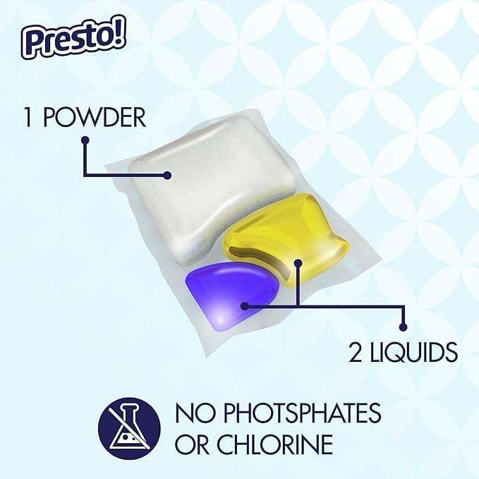 Amazon Brand - Presto! Triple Action Dishwasher Pacs, Lemon Scent, 70 Count - Image 3