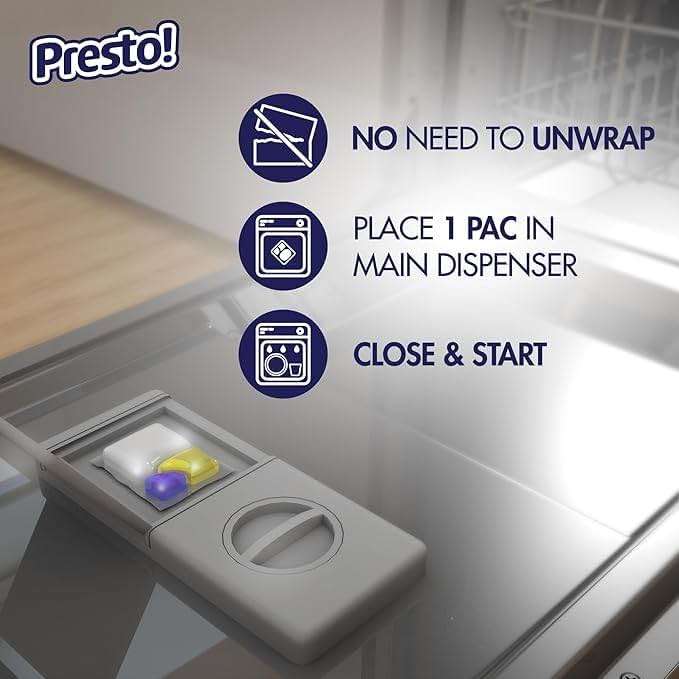 Amazon Brand - Presto! Triple Action Dishwasher Pacs, Lemon Scent, 70 Count - Image 7