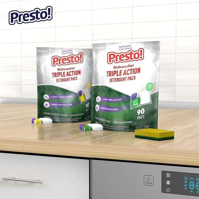 Amazon Brand - Presto! Triple Action Dishwasher Pacs, Lemon Scent, 70 Count - Image 8