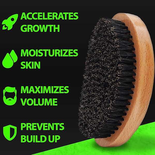 GROW Beard Brush & 360 Wave Brush for Men - Natural Boar Bristle For Fuller, Thicker Hair, Beard & Mustache - Premium Full-Size to Exfoliate, Strengthen Hair, Stimulate & Boost Growth - Image 2