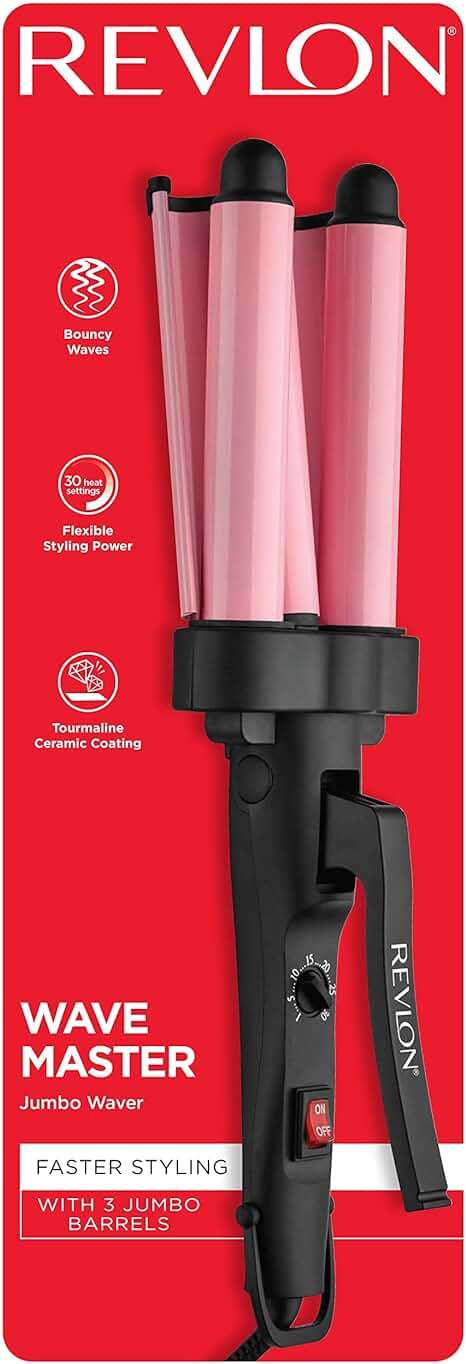 Revlon 3 Barrel Jumbo Hair Waver | Long-Lasting, Natural Looking Waves, (Pink) - Image 7