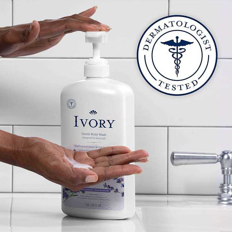 Ivory Body Wash, Designed for the Whole Family, Gentle Formula, Free of Dyes Heavy Perfumes Parabens Phthalates & Silicones, Lavender Scent, 35 oz - Image 3