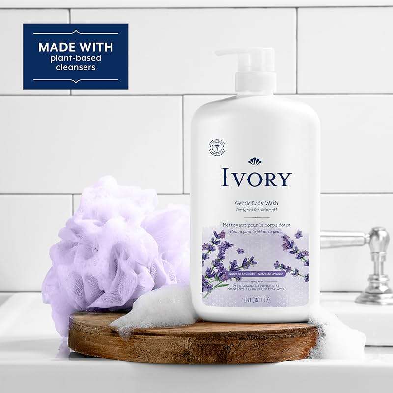 Ivory Body Wash, Designed for the Whole Family, Gentle Formula, Free of Dyes Heavy Perfumes Parabens Phthalates & Silicones, Lavender Scent, 35 oz - Image 4