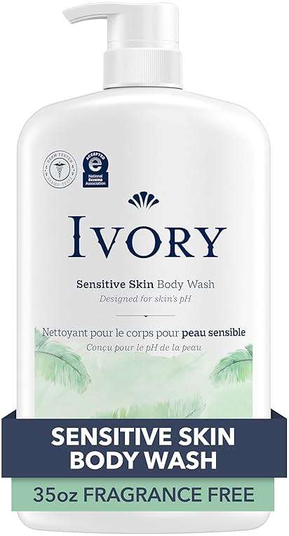 Ivory Sensitive Body Wash, Fragrance-Free, Designed for the Whole Family, Gentle Formula, Free of Dyes Heavy Perfumes Parabens Phthalates & Silicones, Designed for Skin's pH, 35 oz - Image 1