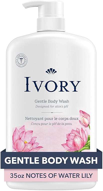 Ivory Body Wash, Designed for the Whole Family, Gentle Formula, Free of Dyes Heavy Perfumes Parabens Phthalates & Silicones, Designed for Skin's pH, Water Lily Scent, 35 oz - Image 1