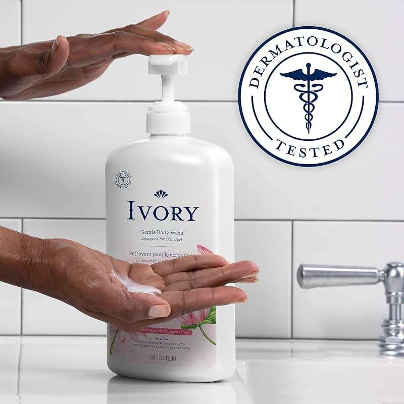 Ivory Body Wash, Designed for the Whole Family, Gentle Formula, Free of Dyes Heavy Perfumes Parabens Phthalates & Silicones, Designed for Skin's pH, Water Lily Scent, 35 oz - Image 3
