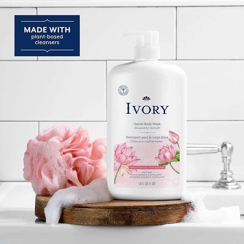 Ivory Body Wash, Designed for the Whole Family, Gentle Formula, Free of Dyes Heavy Perfumes Parabens Phthalates & Silicones, Designed for Skin's pH, Water Lily Scent, 35 oz - Image 4