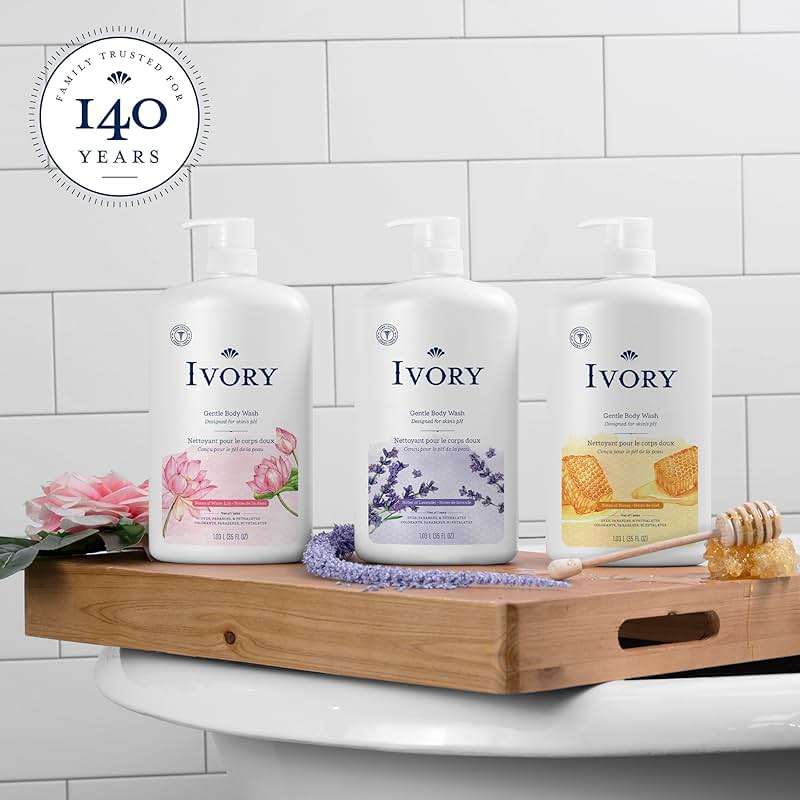Ivory Body Wash, Designed for the Whole Family, Gentle Formula, Free of Dyes Heavy Perfumes Parabens Phthalates & Silicones, Designed for Skin's pH, Water Lily Scent, 35 oz - Image 6