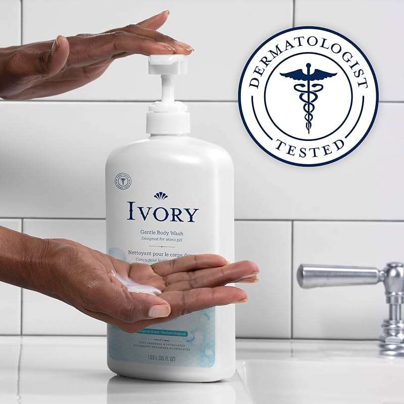 Ivory Body Wash, Designed for the Whole Family, Gentle Formula, Free of Dyes Heavy Perfumes Parabens Phthalates & Silicones, for Sensitive Skin, Designed for Skin's pH, Original Scent, 35 oz - Image 3