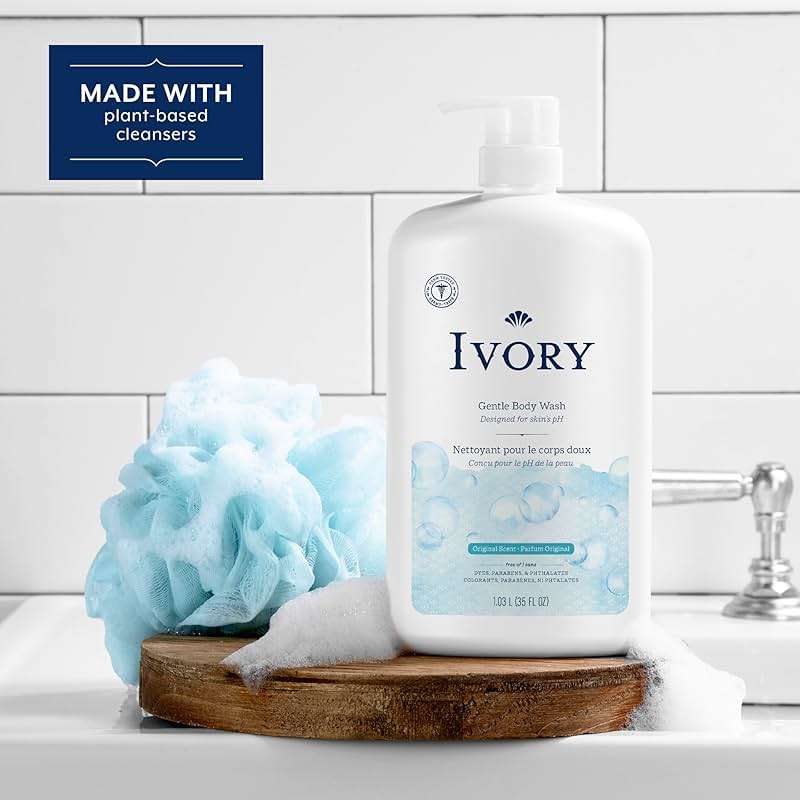 Ivory Body Wash, Designed for the Whole Family, Gentle Formula, Free of Dyes Heavy Perfumes Parabens Phthalates & Silicones, for Sensitive Skin, Designed for Skin's pH, Original Scent, 35 oz - Image 4
