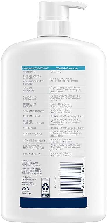 Ivory Body Wash, Designed for the Whole Family, Gentle Formula, Free of Dyes Heavy Perfumes Parabens Phthalates & Silicones, for Sensitive Skin, Designed for Skin's pH, Original Scent, 35 oz - Image 7