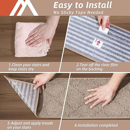COSY HOMEER Stair Treads for Wooden Steps 9"x28", Washable Non Slip Carpet Stair Treads, Soft Peel and Stick Stair Tread, Reusable Pet Friendly Polyester Stair Runner Rugs for Kids, Elders,Beige,15pcs - Image 8