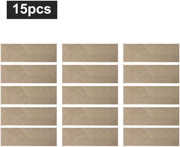 COSY HOMEER Stair Treads for Wooden Steps 9"x28", Washable Non Slip Carpet Stair Treads, Soft Peel and Stick Stair Tread, Reusable Pet Friendly Polyester Stair Runner Rugs for Kids, Elders,Beige,15pcs - Image 9