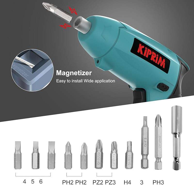 Small 4V Electric Screwdriver,Kiprim ES3 Cordless Screwdriver Tool with Rechargeable Battery,LED Front Light & Power Display Light for Home DIY Blue - Image 8