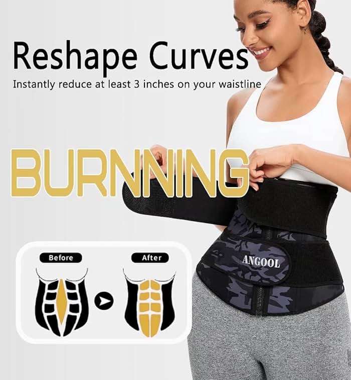 ANGOOL Neopren Waist Trainer for Women,Workout Plus Size Trimmer Belt Sauna Sweat Corset Cincher with Zipper - Image 3