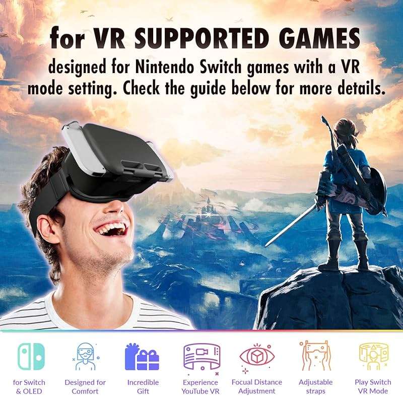 Orzly VR Headset Designed for Nintendo Switch & Switch OLED Console with Adjustable Lens for a Virtual Reality Gaming Experience and for Labo VR - Black - Gift Boxed Edition - Image 3