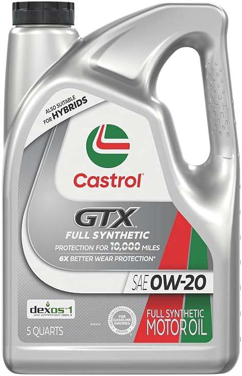 Castrol GTX Full Synthetic 0W-20 Motor Oil, 5 Quarts - Image 1