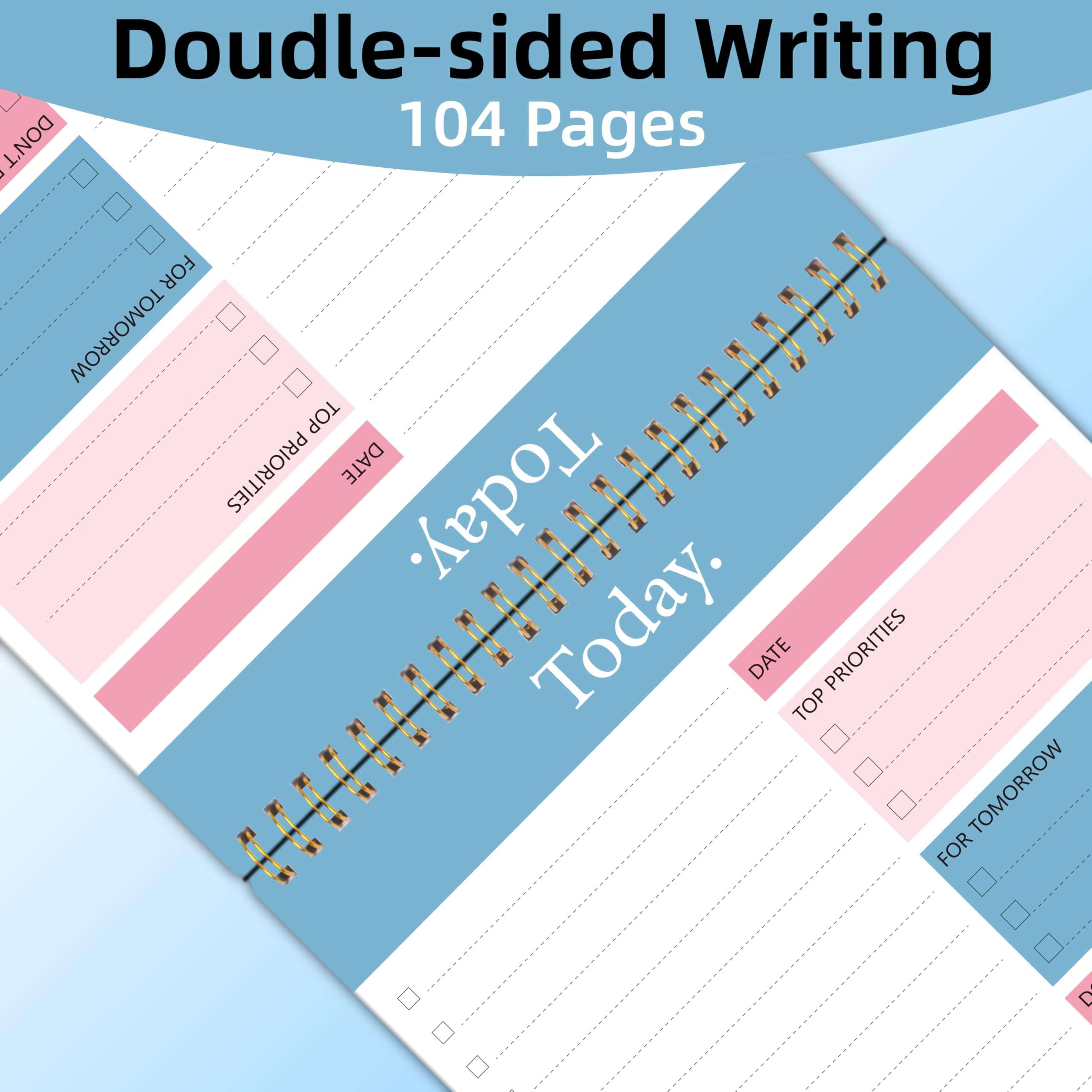 104 Pgs To Do List Notepad - Daily Planner Notepad Undated 52 Duplex-Printed Undated Sheets Tear Off, 6.5" x 9.8" Checklist Productivity Organizer with Hourly Schedule for Tasks - Image 8