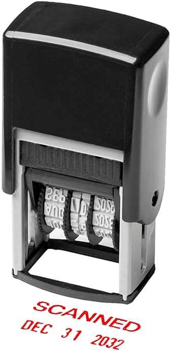 Self Inking Rubber Stamp, Phrase with Date Stamp, Refillable Office Supply Business Stamps (Scanned) - Image 1