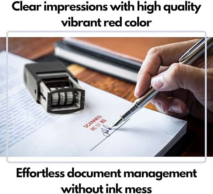Self Inking Rubber Stamp, Phrase with Date Stamp, Refillable Office Supply Business Stamps (Scanned) - Image 3