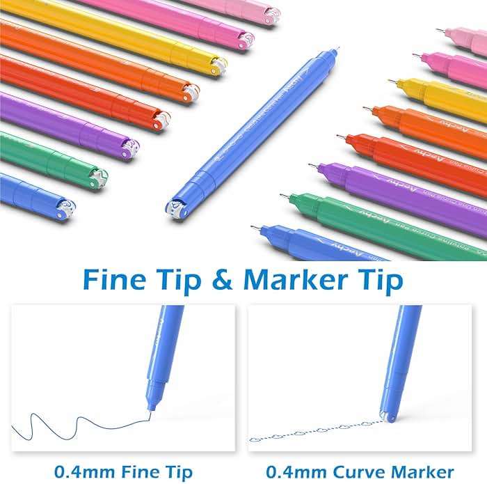 AECHY 8PCS Curve Highlighter Pen for Note Taking, Dual Tip Pens with 8 Different Curve Shapes & 8 Colors Fine Lines, Colored Curve Pens Set for Kids Journaling Back to School Supplies - Image 3
