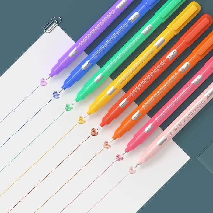 AECHY 8PCS Curve Highlighter Pen for Note Taking, Dual Tip Pens with 8 Different Curve Shapes & 8 Colors Fine Lines, Colored Curve Pens Set for Kids Journaling Back to School Supplies - Image 5