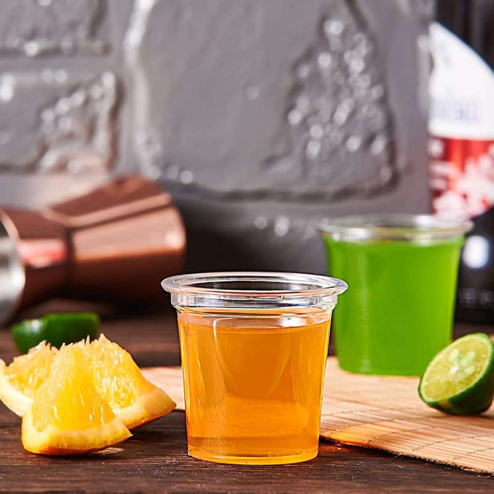 Lilymicky 500 PACK 1 oz Plastic Shot Glasses, 1 Ounce Clear Disposable Party Cups for Vodka, Whiskey, Tequila, Mini Plastic Containers for Sauce, and Sample Tasting - Image 2