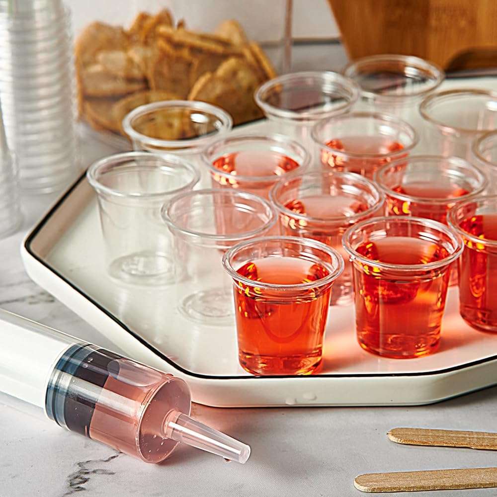 Lilymicky 500 PACK 1 oz Plastic Shot Glasses, 1 Ounce Clear Disposable Party Cups for Vodka, Whiskey, Tequila, Mini Plastic Containers for Sauce, and Sample Tasting - Image 4